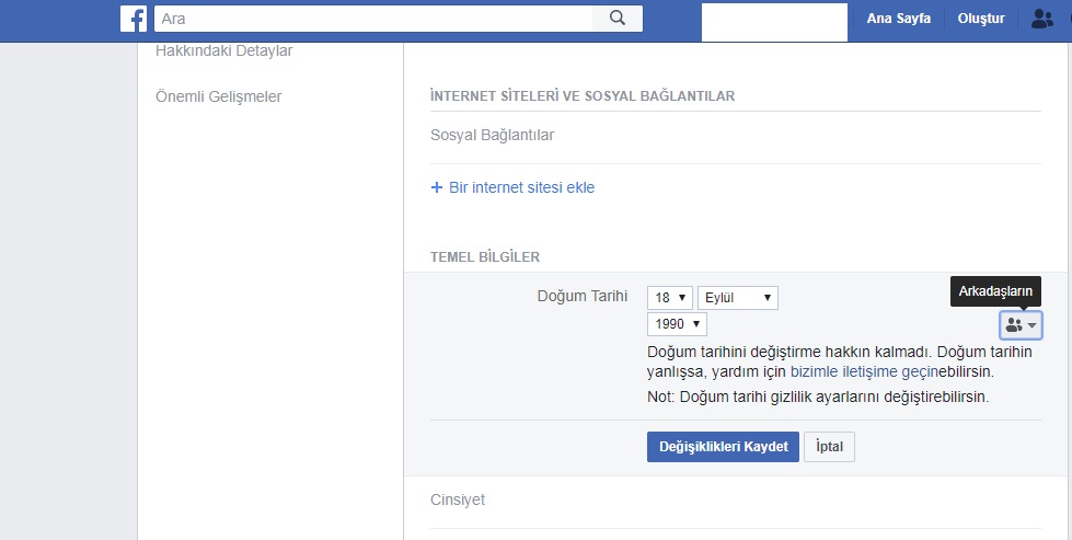 Facebook’ta Doğum Tarihi Nasıl Gizlenir